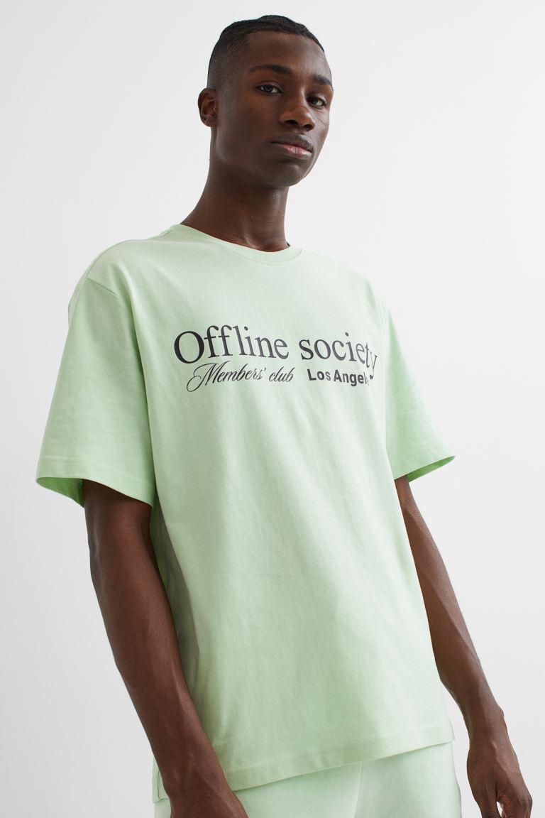 Relaxed Fit Printed T-shirt-Light green/Offline Society-1015302011