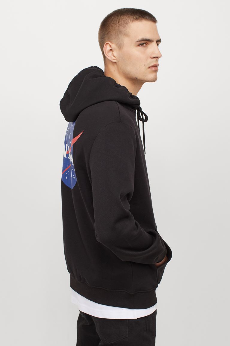 Printed hoodie-Black/NASA-0977523001