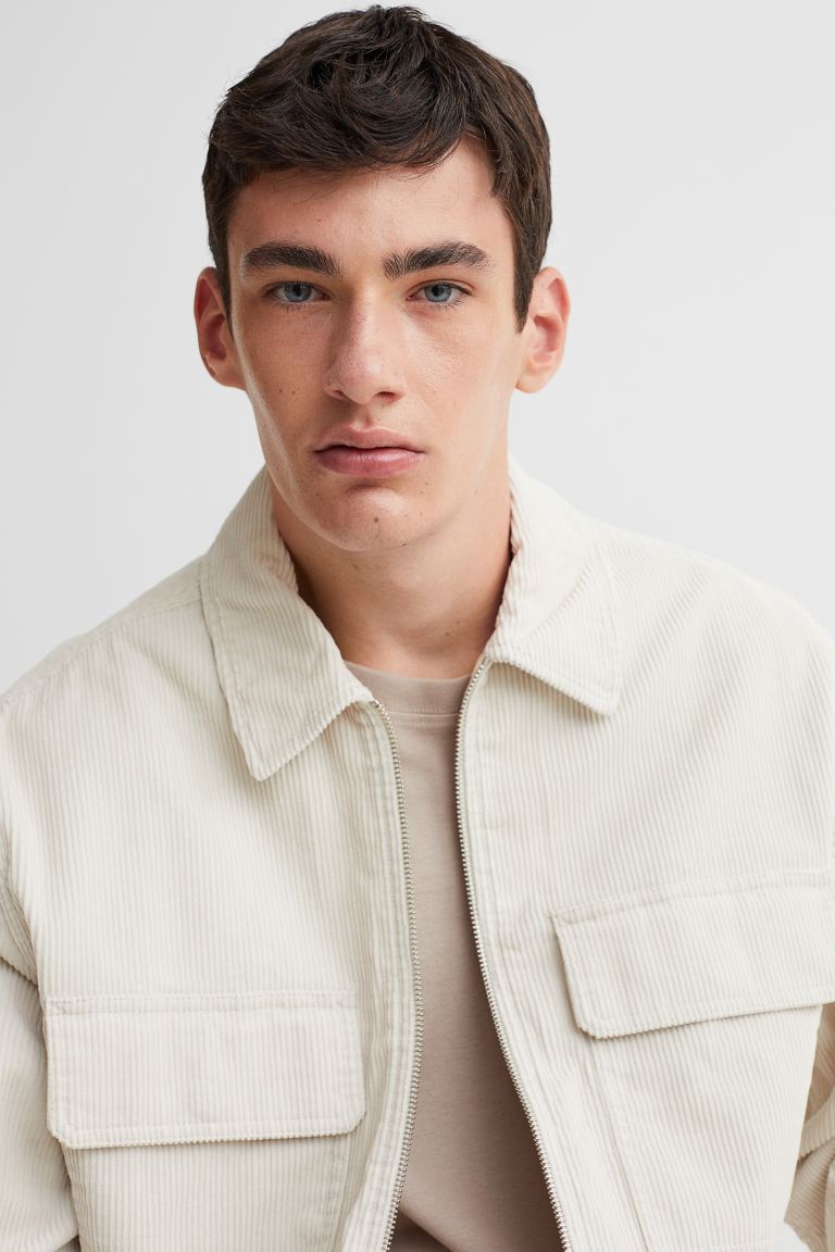 Corduroy overshirt-Cream-0978300002