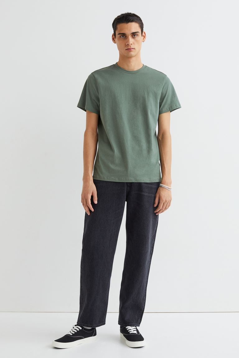 Regular Fit Round-neck T-shirt-green-0685816121