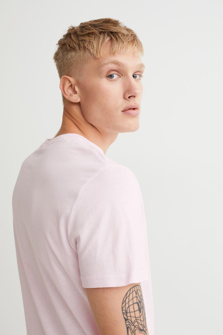 Round-neck T-shirt Regular Fit-Light pink-0685816097