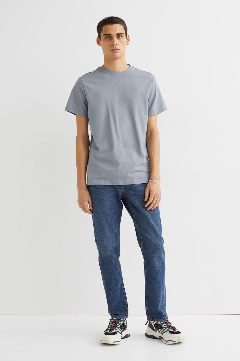 Regular Fit Round-neck T-shirt-Grey-0685816120
