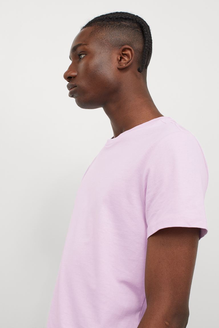 Round-neck T-shirt Regular Fit-Light pinky-purple-0685816101