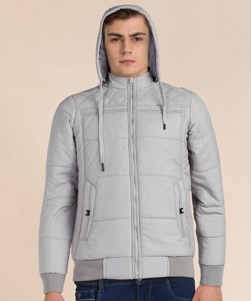 Full Sleeve Solid Men Padded Jacket-12128 fx-grey