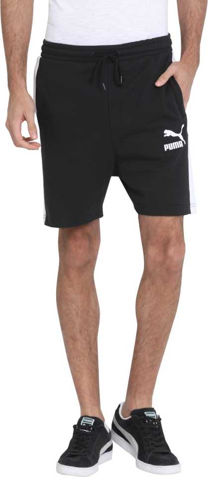Solid Men Black Sports Shorts