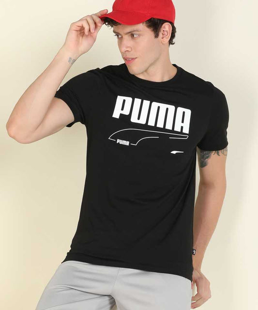 Printed Men Round Neck Black T-Shirt-84761801