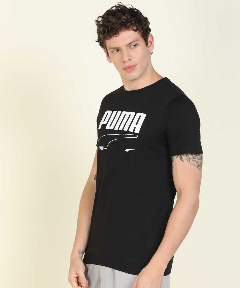Printed Men Round Neck Black T-Shirt-84761801