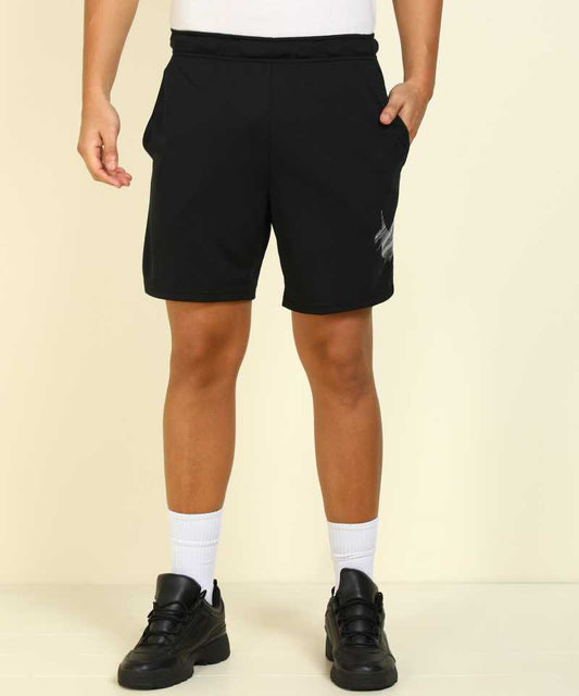 Printed Men Black Sports Shorts-CU8079-011