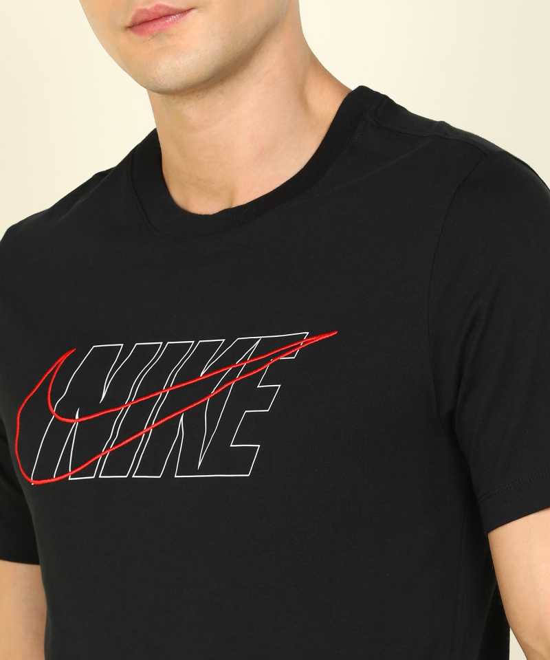 Printed Men Round Neck Black T-Shirt-Dj4076-010