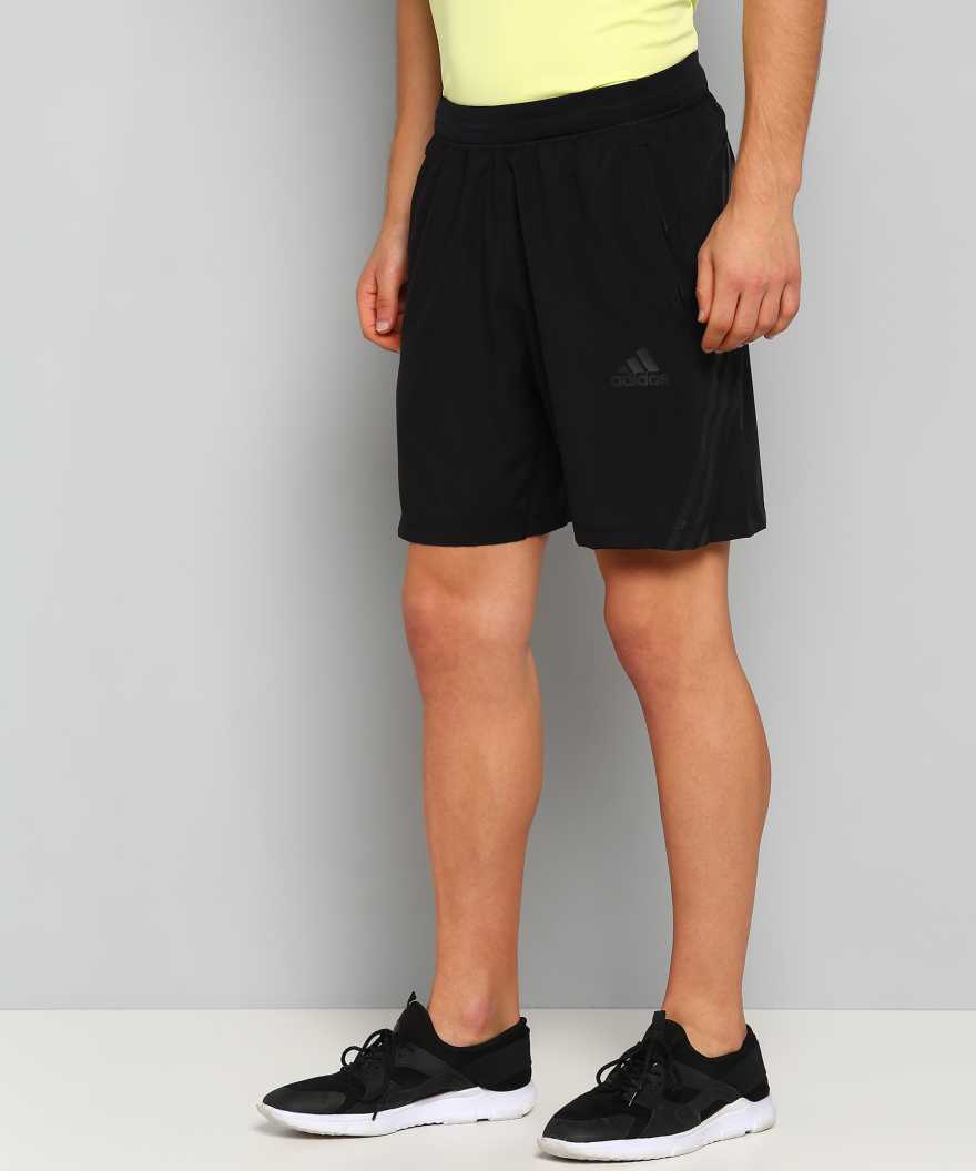 Solid Men Black Sports Shorts-gc7858