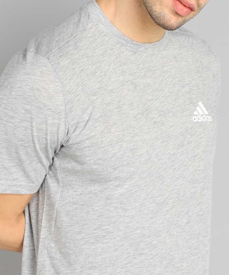 Solid Men Round Neck Grey T-Shirt-Ha7025