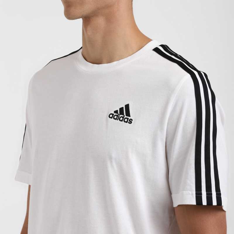 Striped Men Round Neck White T-Shirt-Hb0815