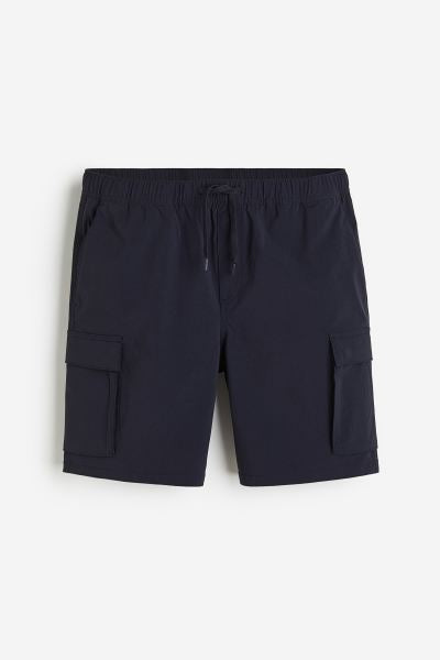 Regular Fit Nylon cargo shorts -navy blue-1062247010