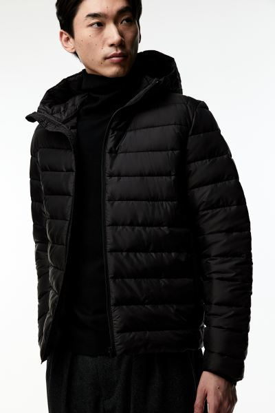 Slim Fit Lightweight puffer jacket -Black-1225635001