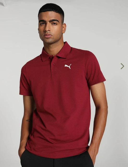 Puma Essentials Red Slim Fit Cotton Polo T-shirts-680817 49