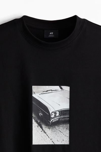 Loose Fit Printed T-shirt -Black/Car -1229321009