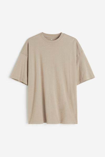 Oversized Fit T-shirt -Beige -1074658031