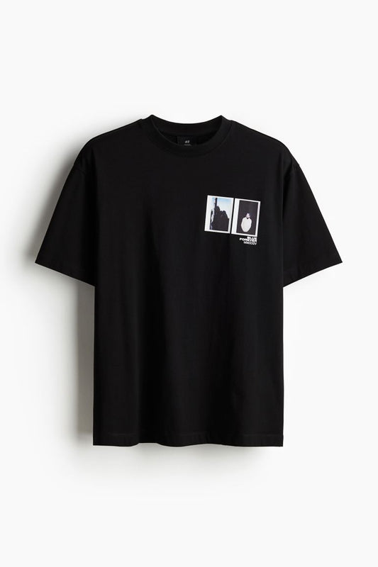 Loose Fit Printed T-shirt -Black/Blue Forever -1229321005