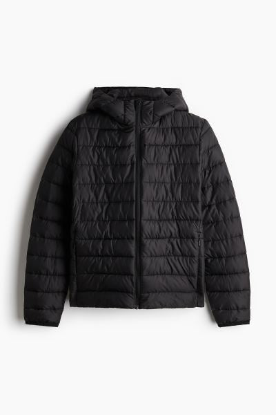 Slim Fit Lightweight puffer jacket -Black-1225635001