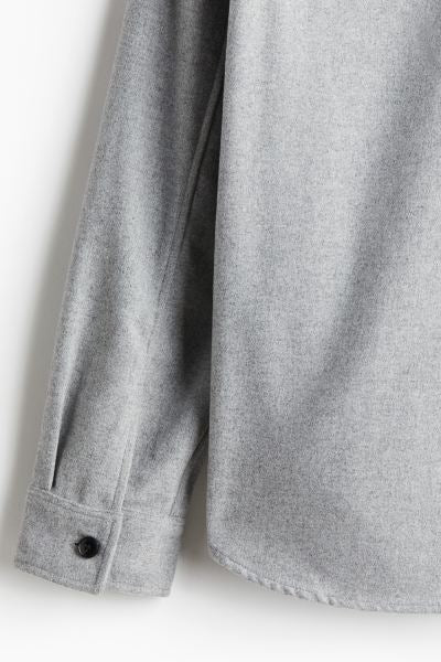 Regular Fit Felted overshirt -Grey-1227148002
