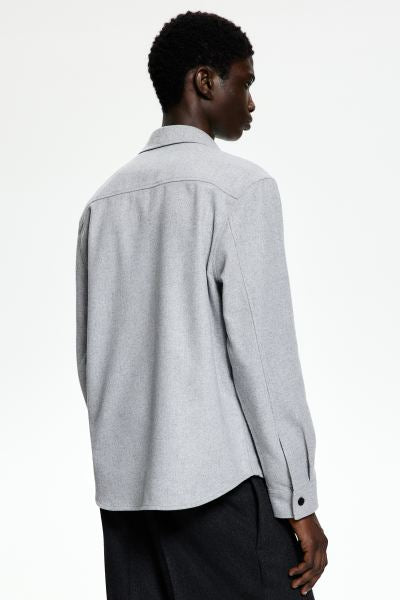 Regular Fit Felted overshirt -Grey-1227148002