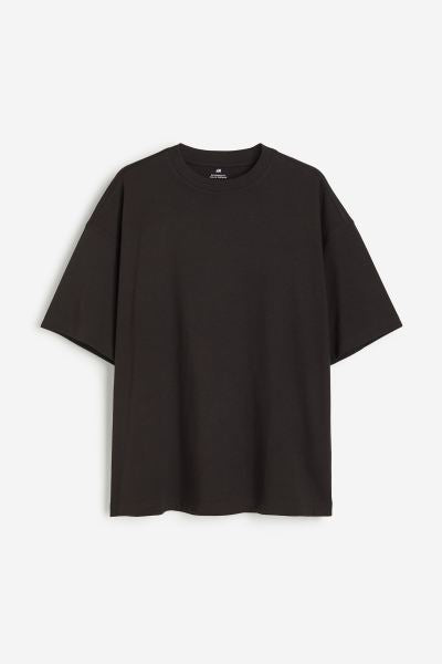 Oversized Fit T-shirt -Black-1074658001
