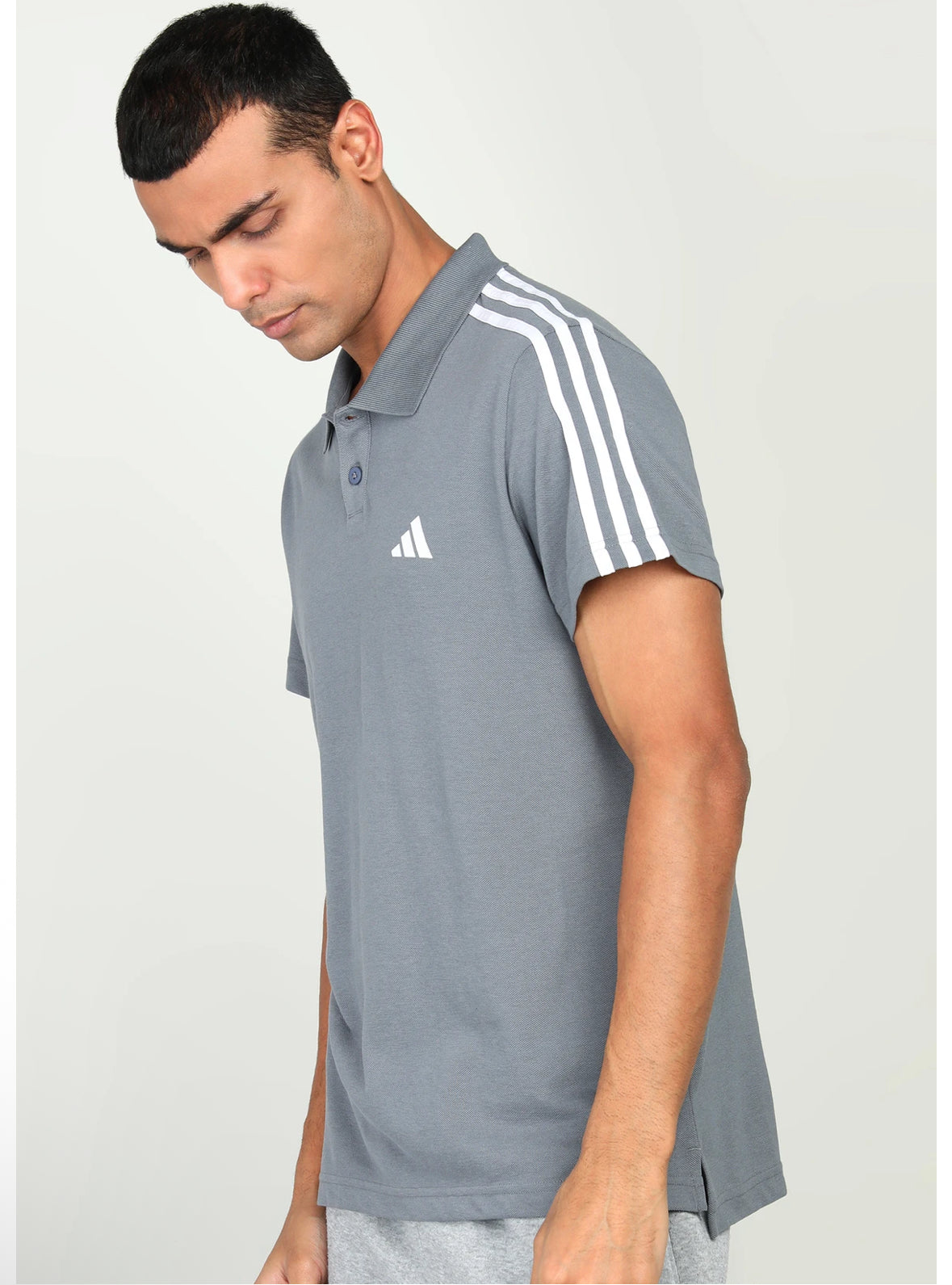 ADIDAS Graphic Print Men Polo Neck Black T-Shirt-je9356