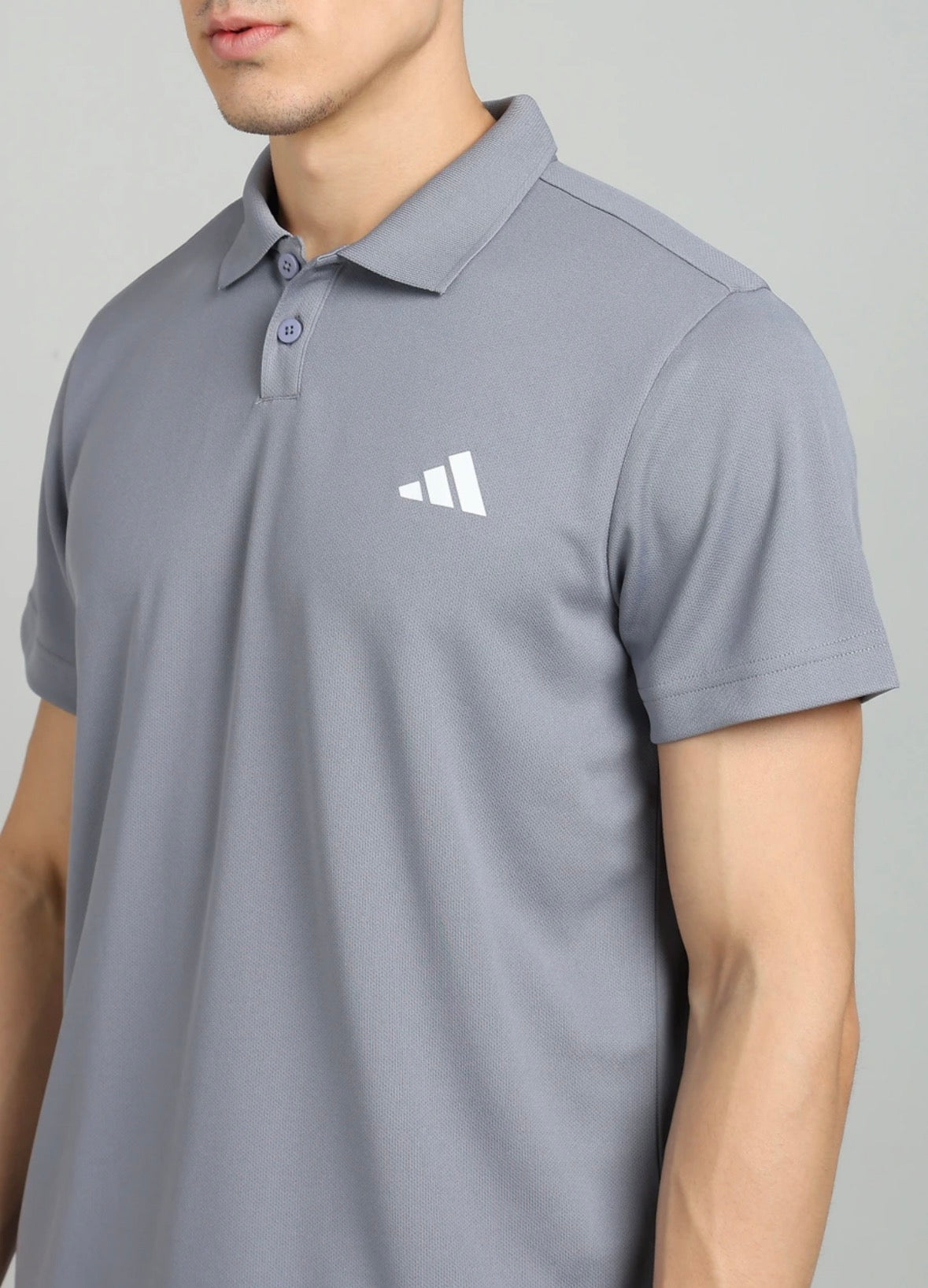 Men Solid Polo neck polyester grey-Je9391