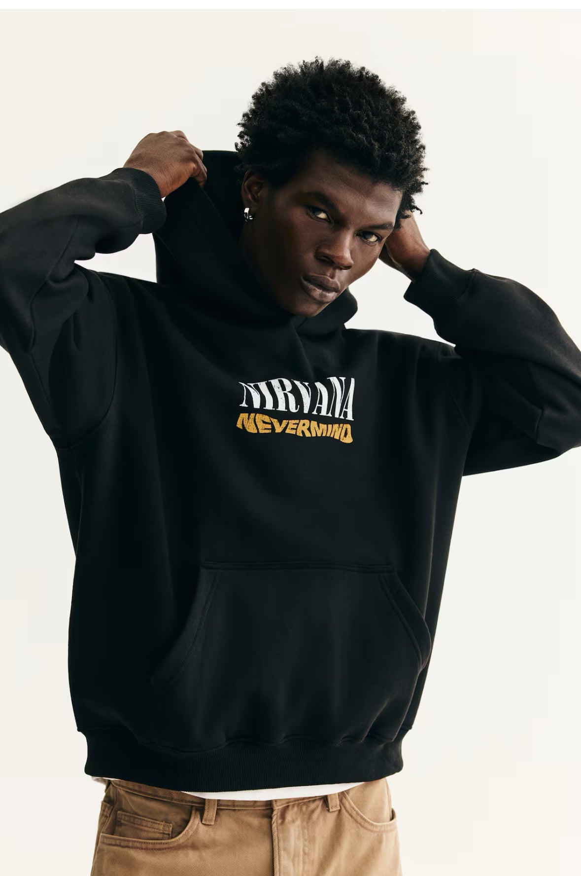 Loose Fit Hoodie- Black/Nirvana-1065654075