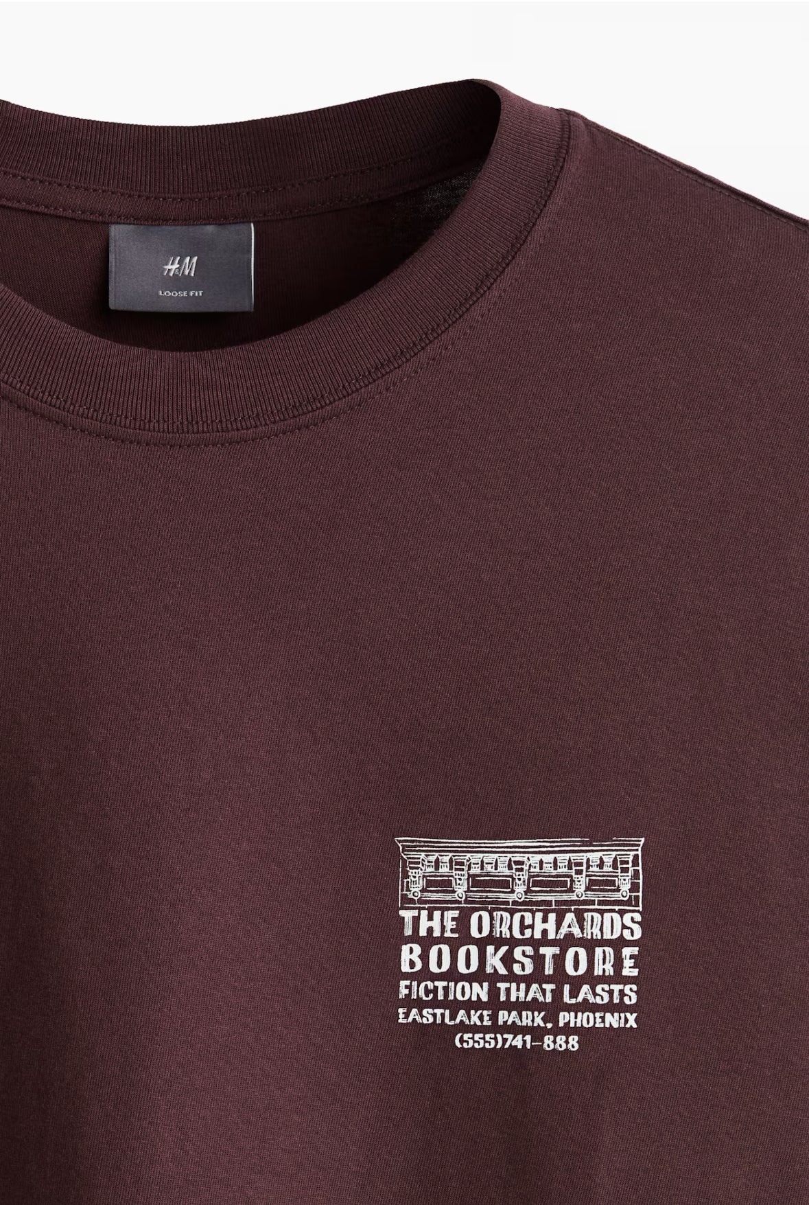 LOOSE FIT PRINTED T-SHIRT -Plum purple/Orchards bookstore -0967955155
