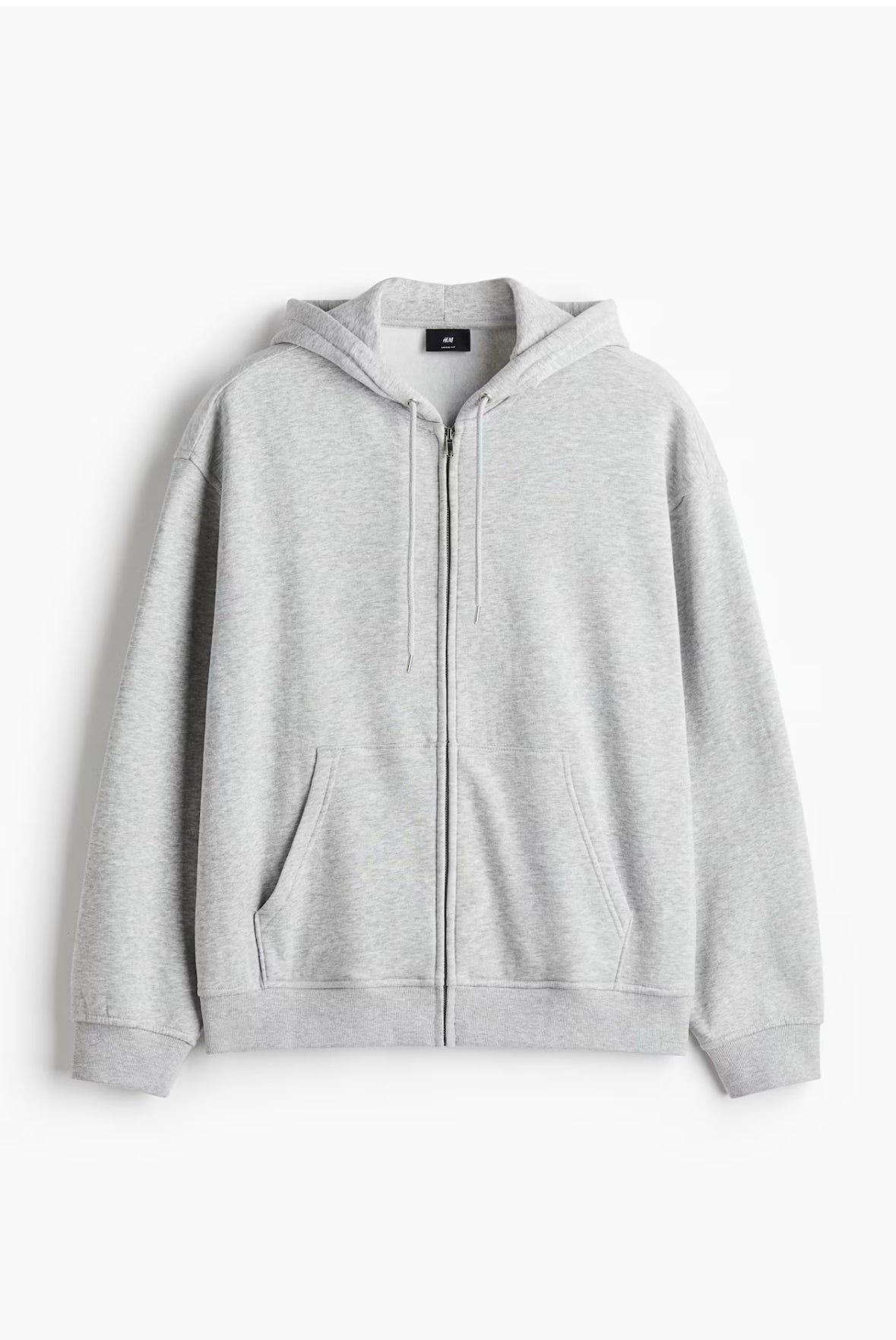 Loose Fit Zip-Through Hoodie-grey-1308010008