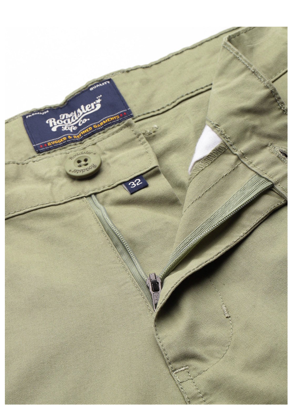 The Lifestyle Co. Men Mid-Rise Pure Cotton straight  Fit Cargos-Khaki-30195780
