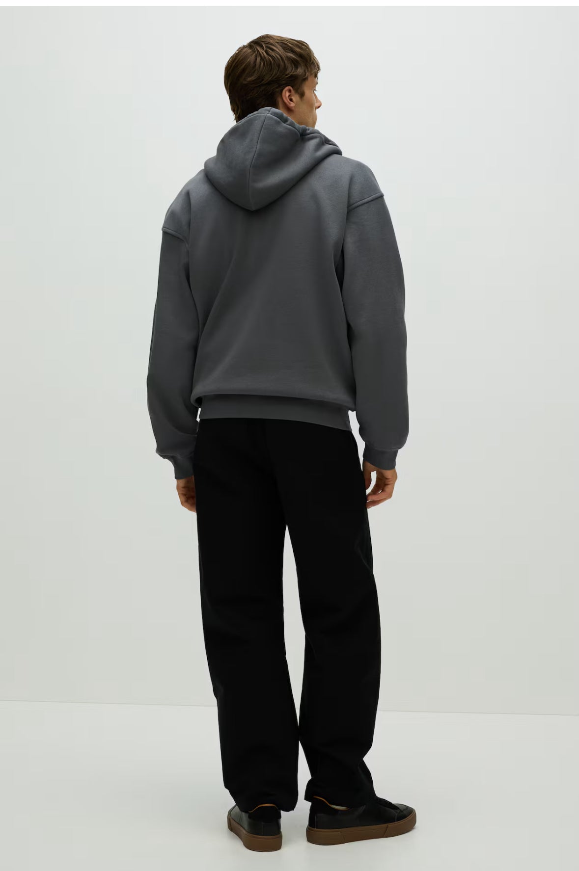 Loose Fit Zip-Through Hoodie-Dark grey- 1308010001