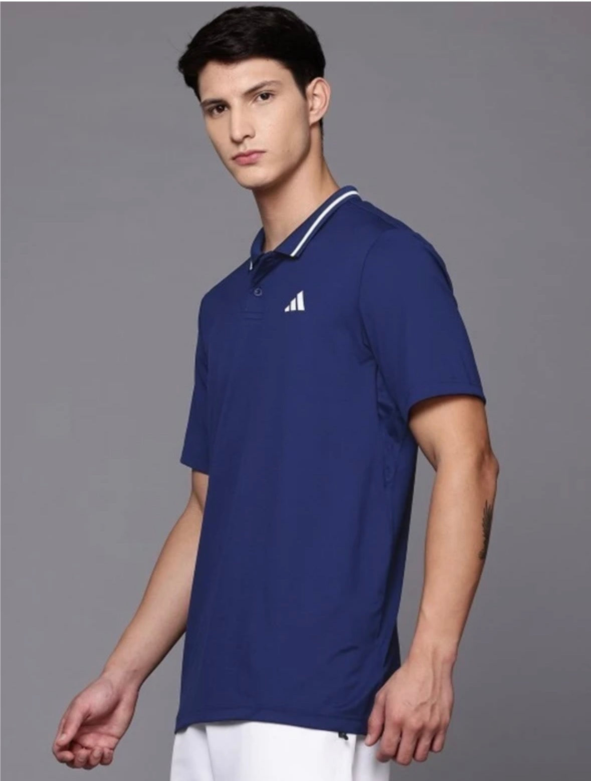 Men Graphic Printed polo Neck Polyester Blue-Jf8425