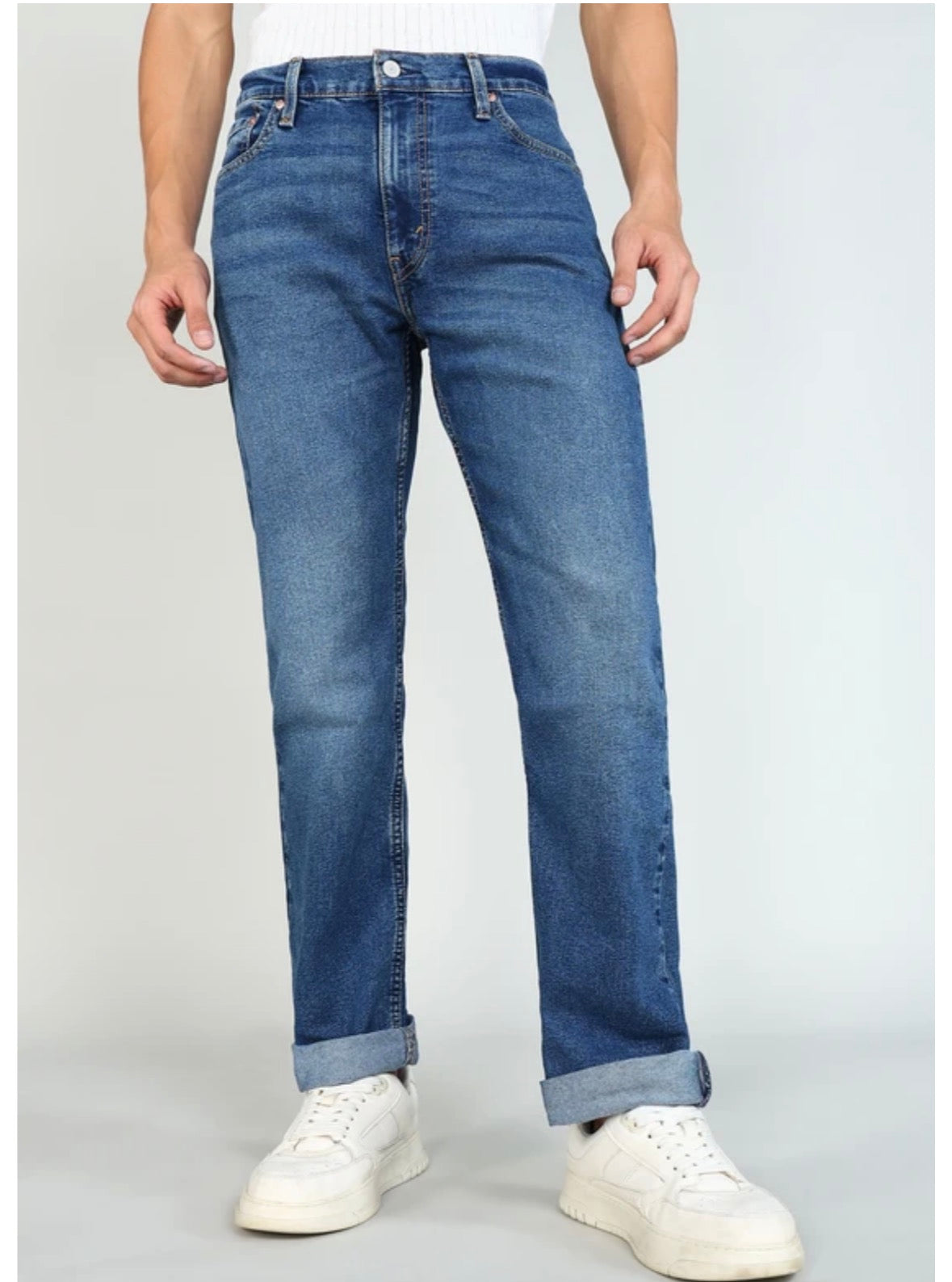 Men Straight Fit Mid Rise Dark Blue Jeans-0038i-0052