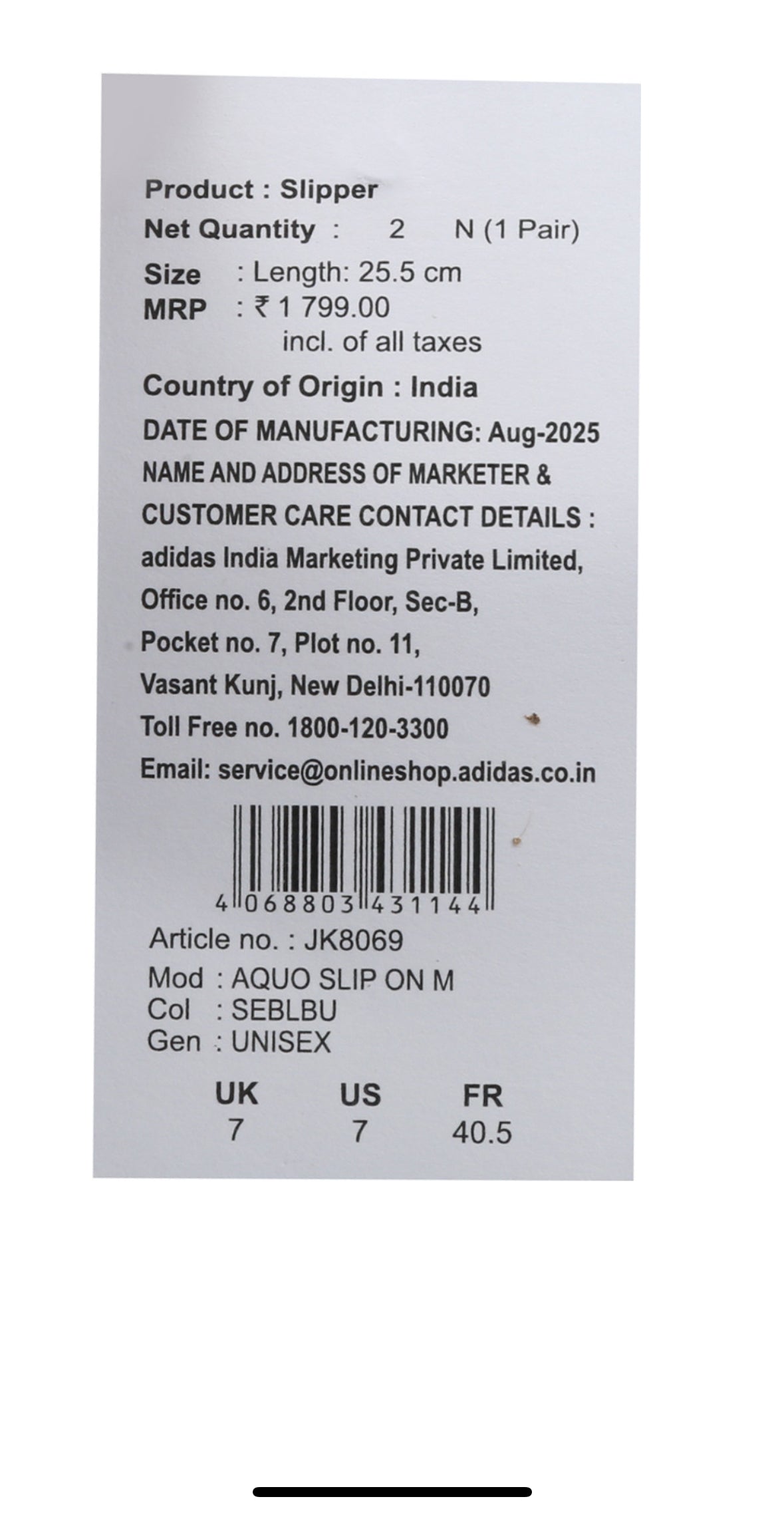 Men aquo blue Slide-Jk8069