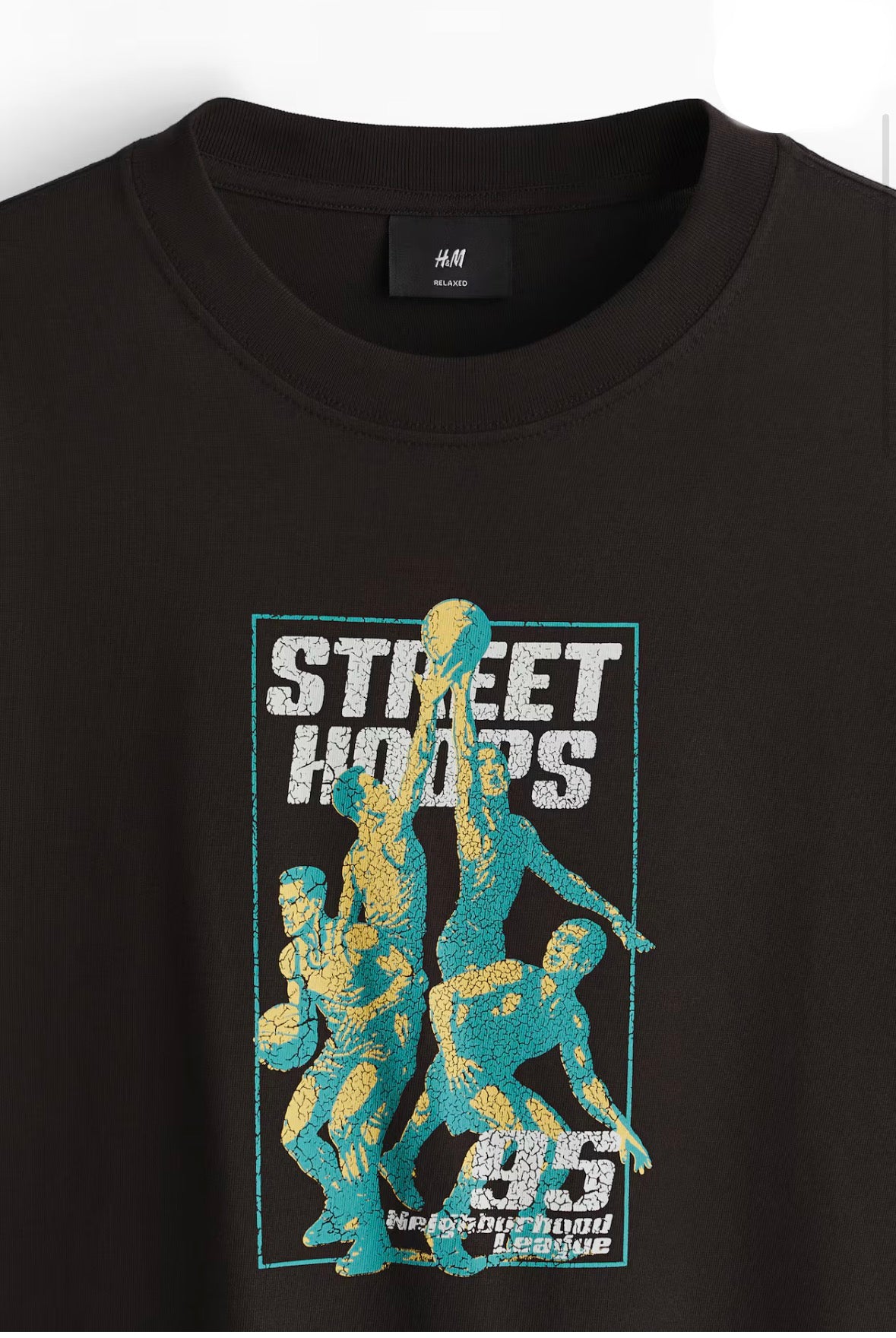 LOOSE FIT PRINTED T-SHIRT -Brown/Street hoops -0967955169