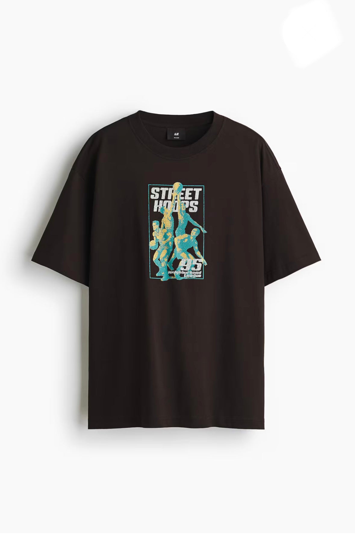 LOOSE FIT PRINTED T-SHIRT -Brown/Street hoops -0967955169