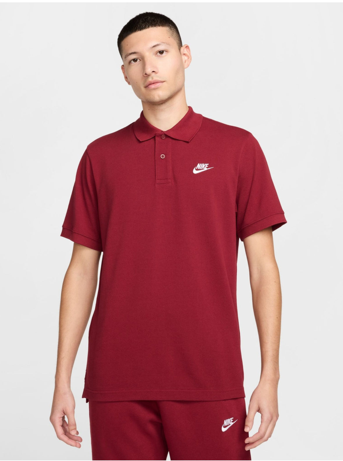 Nike Men Solid Polo Neck Pure Cotton Red T-Shirts-Cj4457-677