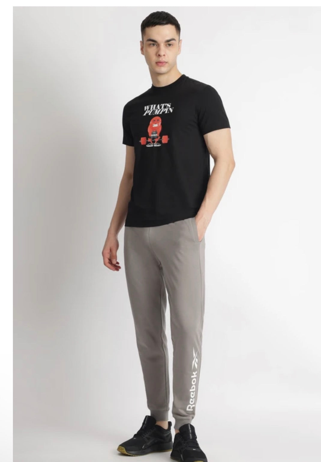Men Graphic Print Crew Neck Cotton Blend Black T-Shirts-Rmkcaa0498