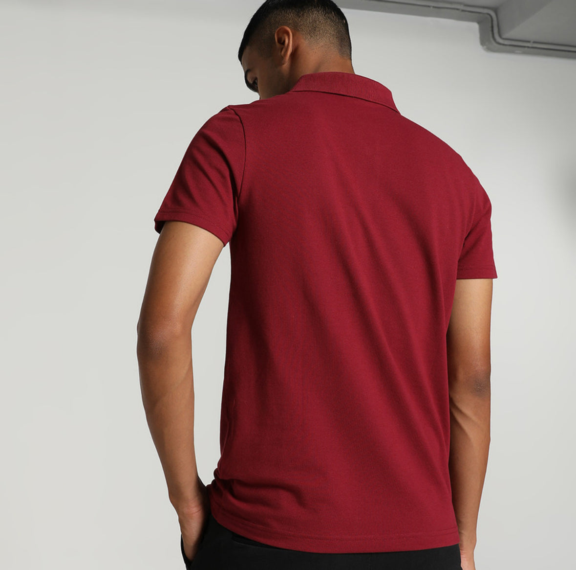 Puma Men Solid Polo Neck  Pure Cotton  Red T-Shirt-687093 49