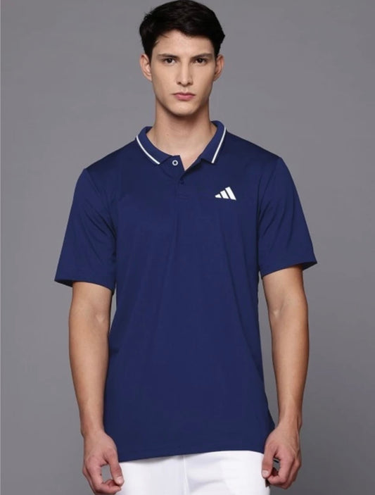 Men Graphic Printed polo Neck Polyester Blue-Jf8425