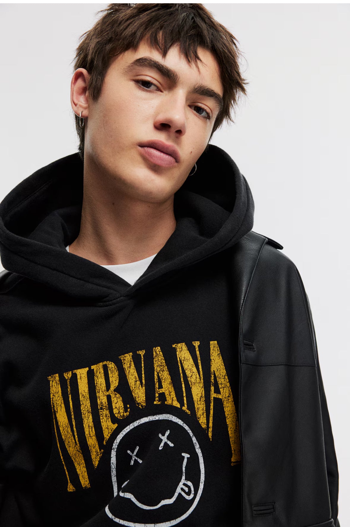 Loose fit hoodies-Black/ Nirvana-1117750021