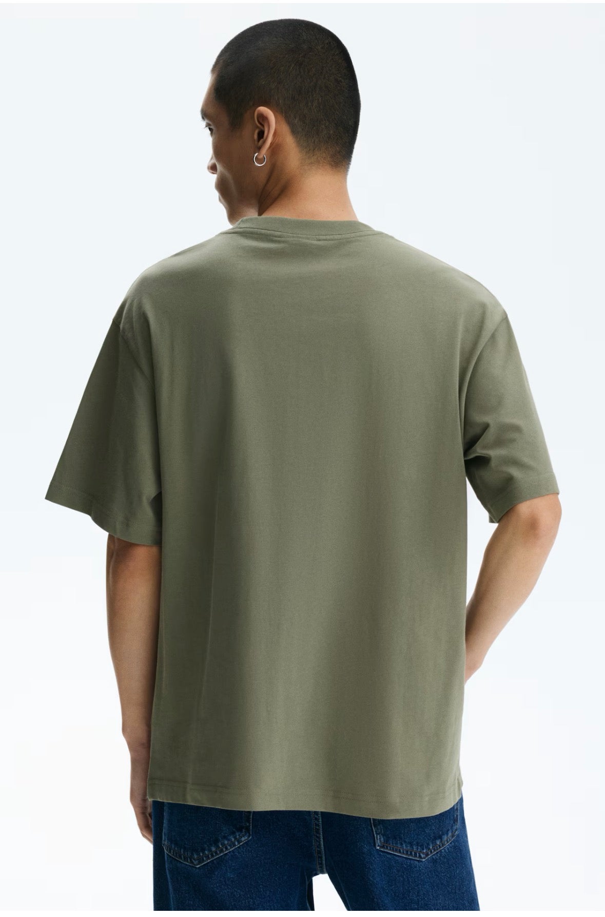 Loose Fit Printed T-shirt-khaki green -0967955172