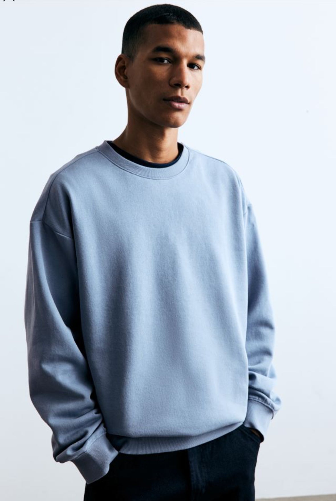 Loose Fit Sweatshirt -Blue-0970818099