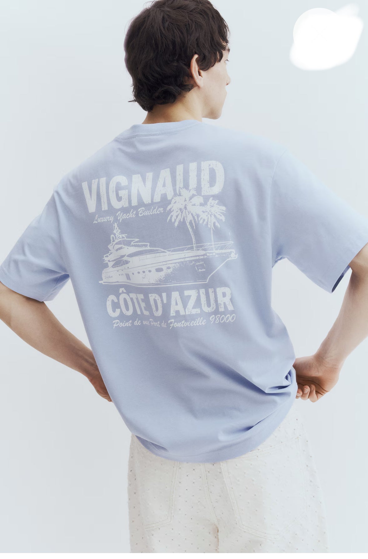 LOOSE FIT PRINTED T-SHIRT -Light blue/Vignaud -0967955112