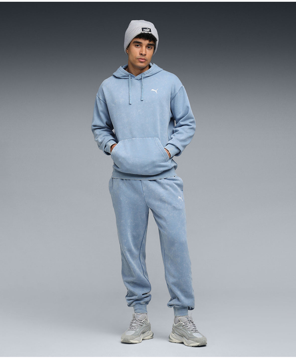Puma ESS Elevated Wash Hoodie -Blue-68804934