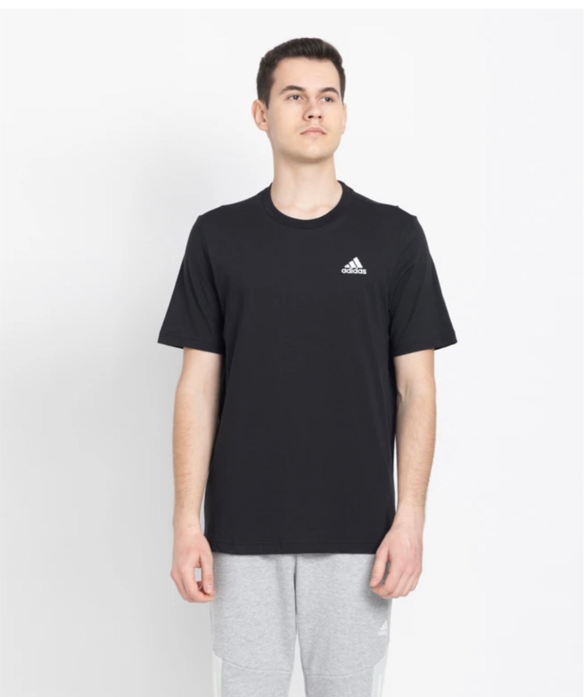 Adidas solid Crew Neck Black T-Shirts-Ic9282