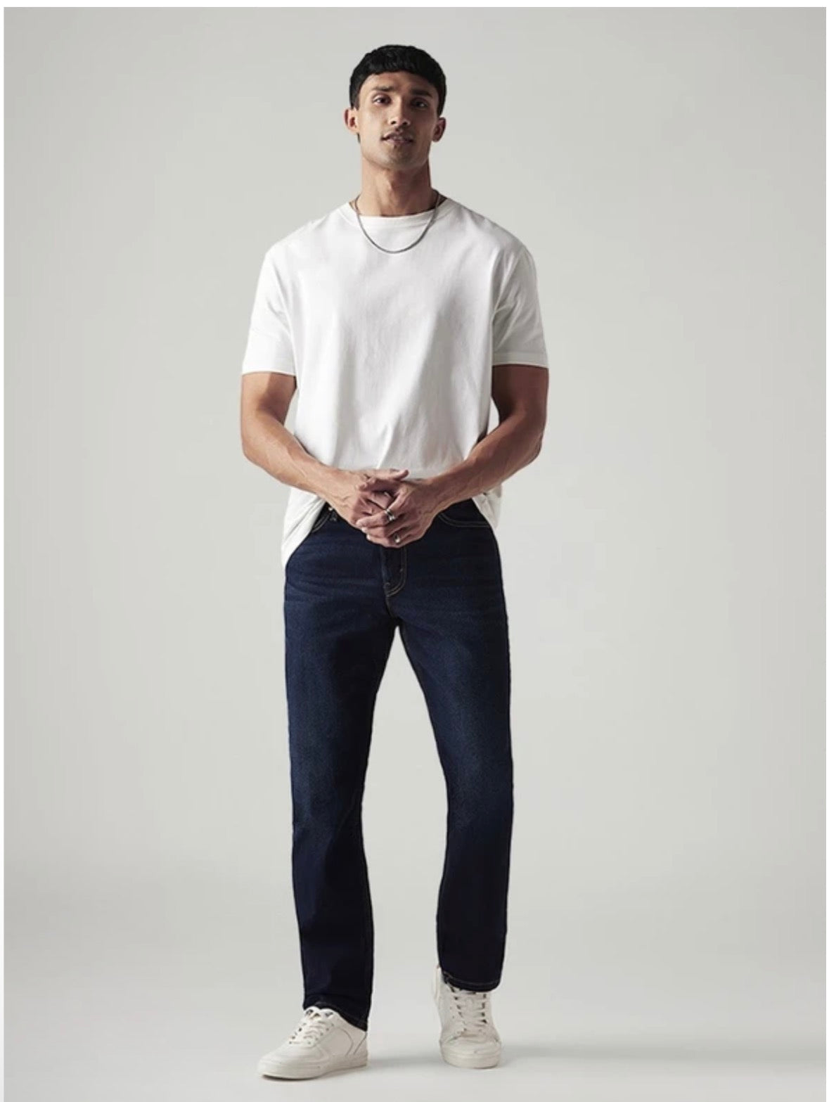 Men Tapered Fit Mid Rise Dark Blue Jeans-0064y-0033