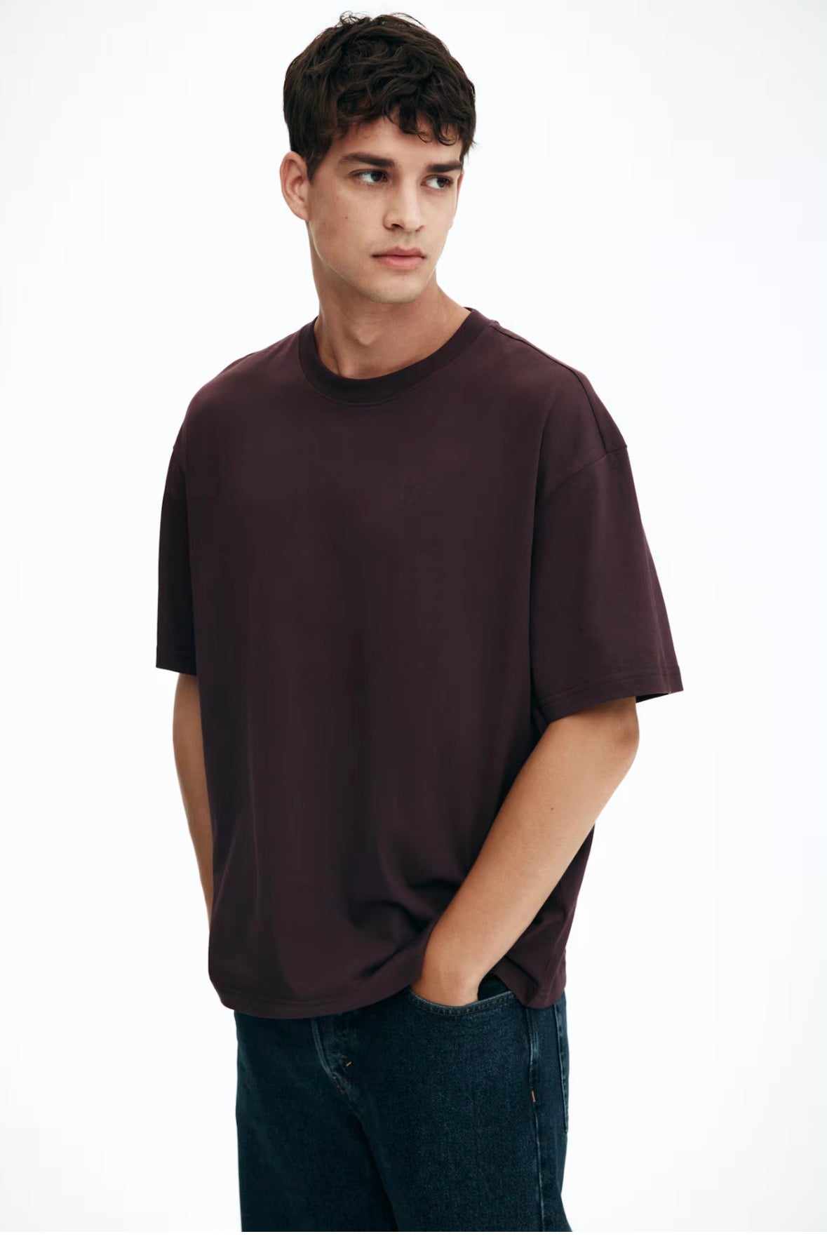 Loose Fit T-Shirts-Dark Plum Purple-1309319001